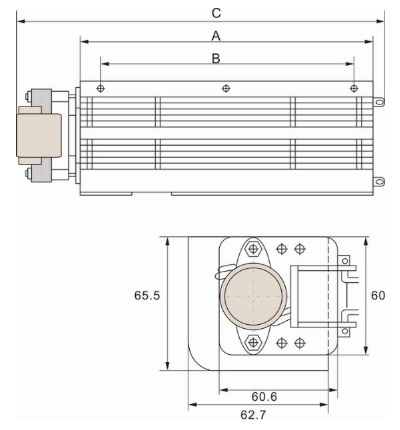 貫流風機LB系列結構尺寸圖