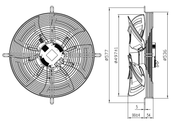 EC軸流風(fēng)機500mm外形尺寸圖1