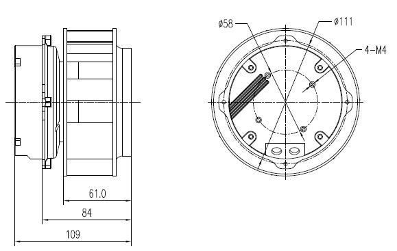 EC無蝸殼離心風(fēng)機(jī)250mm外形尺寸圖